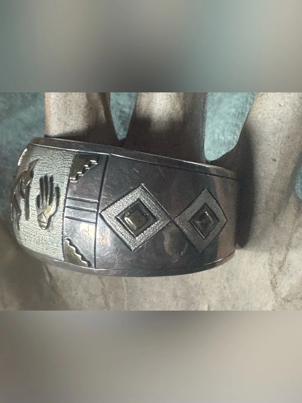 Vintage Native American Navajo Lee Bennett 14k Gold Sterling Silver Bracelet!!